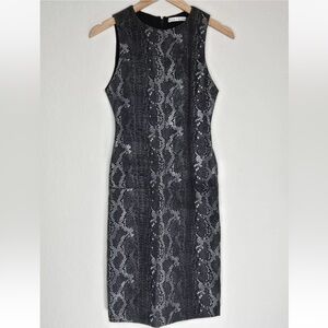 Alice + Olivia 100% Lambs Leather Snake Print Sleeveless Pencil Dress Size 2